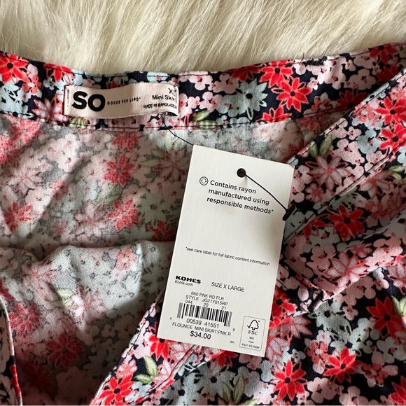 NWT SO Floral Miniskirt - Picture 2 of 7